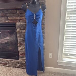 Elegant Blue Chain Strap Dress